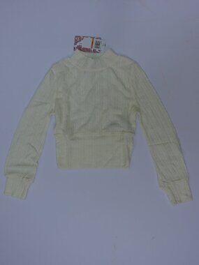 Band Of The Free ribbed long sleeves high neck top in Ivory Women's size S NWT